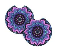 Mexpekil 2 Pack Car Coasters for Cup Holders with Anti-Slip Rubber Base Mandala Purple Floral Absorbent Auto Coasters for Drinks Universal Car Accessories for Women Men