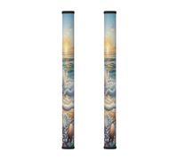 Mexpekil 2 PCS Refrigerator Door Handle Covers, Beach Waves Crashing Pearl Seashells Dishwasher Mocrowave Fridge Oven Door Decor Handle Cover Keep Your Kitchen Appliances Clean
