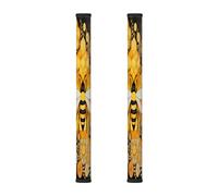 Mexpekil 2 PCS Refrigerator Door Handle Covers, Flowers and Honey Bee Vintage Yellow Print Dishwasher Mocrowave Fridge Oven Door Decor Handle Cover Keep Your Kitchen Appliances Clean