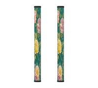 Mexpekil 2 PCS Refrigerator Door Handle Covers, Vintage Floral Blooming Green Leaves Dishwasher Mocrowave Fridge Oven Door Decor Handle Cover Keep Your Kitchen Appliances Clean