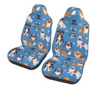 Mexpekil 2PCS Car Seat Covers Dogs Various Breeds Car Seat Protector Full Wrap Car Seat Cover Universal Car Interior Accessories for Men Women