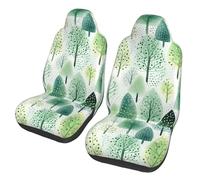 Mexpekil 2PCS Green Fir Forest Universal Car Seat Covers - Polyester, Comfortable & Breathable - Protects from Dust, Stains & Scratches - Easy to Install - Fits Most Cars, Trucks, Vans, SUVs &