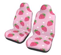 Mexpekil 2PCS Pink Strawberry Pattern Universal Car Seat Covers - Polyester, Comfortable & Breathable, Protects from Dust & Stains, Easy to Install, Fits Most Cars, Trucks, Vans, SUVs &