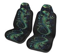 Mexpekil 2PCS Universal Car Seat Covers - Gecko Art - Polyester - Compatible with Cars, Trucks, Vans, SUVs - Car Seat Protector - Full Wrap - Non-Slip - Machine Washable