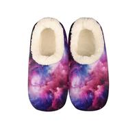 Mexpekil 3d Magical Nebula Women's & Men's Slippers with Fluffy Collar Winter Warm House Slippers Anti-Slip Indoor House Shoes Gifts for Mum Dad (Sizes UK 6-7)