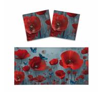 Mexpekil 4 x 2 ft Magnetic Fluorescent Light Covers 2 PCS | Red Poppy Flowers Butterflies Fluorescent Light Filters Shade Panel for Ceiling Lights Reduces Glare Lights Fixture Covers