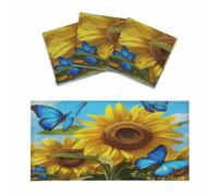 Mexpekil 4 x 2 ft Magnetic Fluorescent Light Covers 3 PCS | Sunflowers Blue Butterflies Fluorescent Light Filters Shade Panel for Ceiling Lights Reduces Glare Lights Fixture Covers