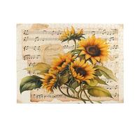 Mexpekil 500 Pieces Jigsaw Puzzles Vintage Music Stave Sunflowers Puzzles For Adults, Wood Puzzle Educational Game Jigsaws Gift For Men Women Mother Father