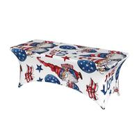 Mexpekil 6ft Fitted Tablecloth With Elastic Cute Patriotic 4th Of July Gnomes Spandex Rectangular Table Covers Stretch Table Cloth For Banquet Party Birthday Wedding Outdoor Picnic