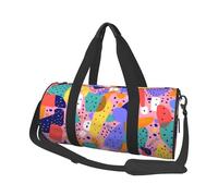 Mexpekil Abstract Colored Foldable Gym Bag Carry On Travel Duffle Bags Waterproof Woman Men Hand Luggage Bag Large Weekend Overnight Bags for Sports Dance with Removable Strap