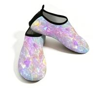 Mexpekil Abstract Colorful Glitter Beach Water Shoes Women Men Non-Slip Barefoot Swim Shoes Quick Dry Aqua Socks Breathable Water Socks for Pool Surf (3-4)