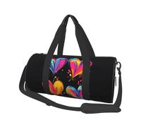 Mexpekil Abstract Colorful Hearts Foldable Gym Bag Carry On Travel Duffle Bags Waterproof Woman Men Hand Luggage Bag Large Weekend Overnight Bags for Sports Dance with Removable Strap