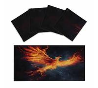 Mexpekil Abstract Fire Phoenix Bird 4 pcs Magnetic Fluorescent Light Covers for Ceiling Lights 2x4 FT Lamp Shade Cover