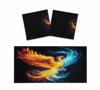Mexpekil Abstract Fire Water Phoenix 2 pcs Magnetic Fluorescent Light Covers for Ceiling Lights 2x4 FT Lamp Shade Cover