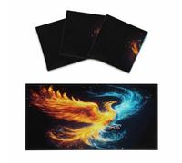 Mexpekil Abstract Fire Water Phoenix 3 pcs Magnetic Fluorescent Light Covers for Ceiling Lights 2x4 FT Lamp Shade Cover