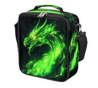 Mexpekil Abstract Green Fire Dragon Kids Lunch Bag Boys Girls, Square Thermal Insulated Lunch Box, Reusable Cooler Tote for School Picnic Travel