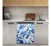 Mexpekil Abstract Ink Blue Marble Dishwasher Magnet Cover 21x26Inch Decorative Dish Washer Sticker for Front Door Waterproof Kitchen Appliance Panel Magnetic Decal