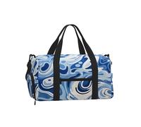 Mexpekil Abstract Ink Blue Marble Gym Bag with Shoe Compartment Waterproof Duffel Bag Large Overnight Weekend Bags Travel Holdall for Women Men Teens