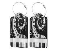Mexpekil Abstract Music Piano Pattern Luggage Tags for Suitcases, 4 Pcs Leather Travel Tags for Luggage with Steel Loop Waterproof Name Id Card, Men Women Kids Travel Gift