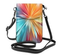 Mexpekil Abstract Splash Rainbow Leather Cross Body Bag for Women Crossbody Phone Pouch Waterproof Mobile Phone Purse Wallet Small Ladies Handbags with Removable Strap