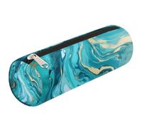 Mexpekil Abstract Teal and Blue Marble Print Pencil Case School Supplies Pouch Bag for Girls Boys Teenagers, Women Makeup Brush Bag