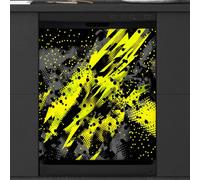 Mexpekil Abstract Yellow Black Dishwasher Magnet Cover 21x26Inch Decorative Dish Washer Sticker for Front Door Waterproof Kitchen Appliance Panel Magnetic Decal