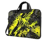 Mexpekil Abstract Yellow Black Laptop Bag for Women Men 14 Inch Portable Laptop Case Sleeve with Shoulder Strap Computer Carrying Case Messenger Bags for Business Travel College