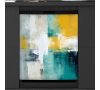 Mexpekil Abstract Yellow Blue Dishwasher Magnet Cover 21x26Inch Decorative Dish Washer Sticker for Front Door Waterproof Kitchen Appliance Panel Magnetic Decal
