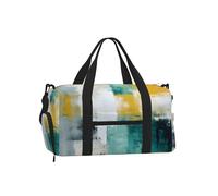 Mexpekil Abstract Yellow Blue Gym Bag with Shoe Compartment Waterproof Duffel Bag Large Overnight Weekend Bags Travel Holdall for Women Men Teens
