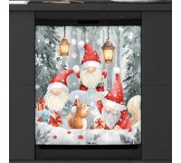 Mexpekil Adorable Christmas Gnomes Tree Snow Dishwasher Magnet Cover 21x26 in, Decorative Waterproof Dishwasher Magnetic Cover Sticker for Kitchen Appliances