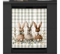Mexpekil Adorable Easter Bunny Rabbit Plaid Dishwasher Magnet Cover 21x26 in, Decorative Waterproof Dishwasher Magnetic Cover Sticker for Kitchen Appliances