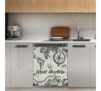 Mexpekil Adventure Compass Map Dishwasher Magnet Cover 21x26Inch Decorative Dish Washer Sticker for Front Door Waterproof Kitchen Appliance Panel Magnetic Decal