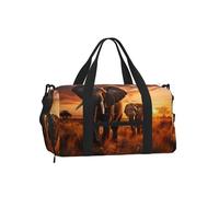 Mexpekil African Elephant Gym Bag with Shoe Compartment Waterproof Duffel Bag Large Overnight Weekend Bags Travel Holdall for Women Men Teens