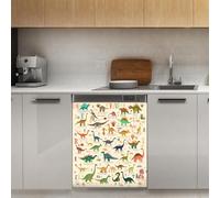Mexpekil Alphabet Dinosaur Cute Dishwasher Magnet Cover 21x26Inch Decorative Dish Washer Sticker for Front Door Waterproof Kitchen Appliance Panel Magnetic Decal