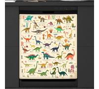 Mexpekil Alphabet Dinosaur Cute Dishwasher Magnet Cover 21x26Inch Decorative Dish Washer Sticker for Front Door Waterproof Kitchen Appliance Panel Magnetic Decal
