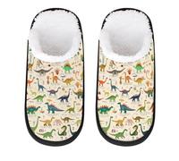 Mexpekil Alphabet Dinosaur Cute Fluffy Slippers for Women Men M