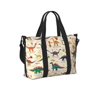 Mexpekil Alphabet Dinosaur Cute Travel Duffel Bag Waterproof Sports Gym Bag Large Weekend Overnight Bags for Women Men Foldable Carry On Luggage Tote Bag for Flight