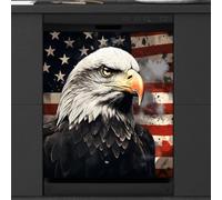 Mexpekil American Flag Bald Eagle Animal Dishwasher Magnet Cover 21x26 in, Decorative Waterproof Dishwasher Magnetic Cover Sticker for Kitchen Appliances