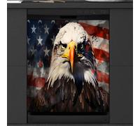Mexpekil American Flag Bald Eagle Dishwasher Magnet Cover 21x26 in, Decorative Waterproof Dishwasher Magnetic Cover Sticker for Kitchen Appliances