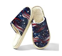 Mexpekil American Flag Slippers for Women, Memory Foam House Shoes L