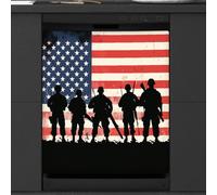 Mexpekil American Flag Soldiers Dishwasher Magnet Cover 23x26Inch Decorative Dish Washer Sticker for Front Door Waterproof Kitchen Appliance Panel Magnetic Decal