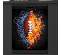 Mexpekil American Football Fire Water Dishwasher Magnet Cover 21x26Inch Decorative Dish Washer Sticker for Front Door Waterproof Kitchen Appliance Panel Magnetic Decal