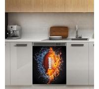 Mexpekil American Football Fire Water Dishwasher Magnet Cover 21x26Inch Decorative Dish Washer Sticker for Front Door Waterproof Kitchen Appliance Panel Magnetic Decal