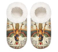 Mexpekil Ancient Egypt Egyptian House Slippers for Women Men, Ethnic Pattern Memory Foam House Shoes Comfy Anti-Slip Slipper Socks for Indoor Bedroom, Sizes 6-6.5