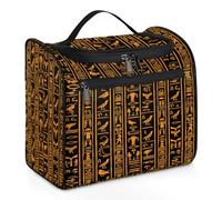 Mexpekil Ancient Egyptian Hieroglyphs Pattern Hanging Toiletry Bag for Women Men Large Waterproof Makeup Cosmetic Wash Bag for Travel