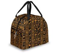 Mexpekil Ancient Egyptian Hieroglyphs Pattern Thermal Lunch Bag Box for Kids Adults, Insulated Lunch Tote Cooler Bag for School Work Travel