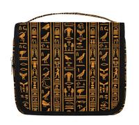 Mexpekil Ancient Egyptian Hieroglyphs Pattern Toiletry Bag for Women Men Ladies, Waterproof Hanging Travel Wash Bag with Hook, Cosmetic Makeup Bag Organiser