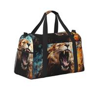 Mexpekil Angry Lion Duffel Bag Large Carry On Hand Luggage Bags Waterproof Weekender Bags Foldable Tote Bag for Travel Sports Gym Dance