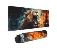 Mexpekil Angry Lion Mouse Mat with Non-Slip Rubber Base 80 X 30cm Gaming Mouse Pad Large Desk Mat Waterproof Keyboard and Mouse Mat Computer Accessories for Office Home