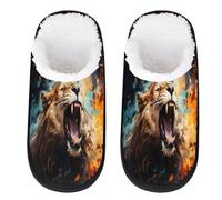 Mexpekil Angry Lion1 Fluffy Slippers for Women Men L